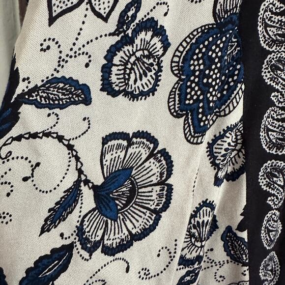 ANGIE | Black and blue Floral Open Front Cream and Blue Floral Kimono | Small - Picture 5 of 5